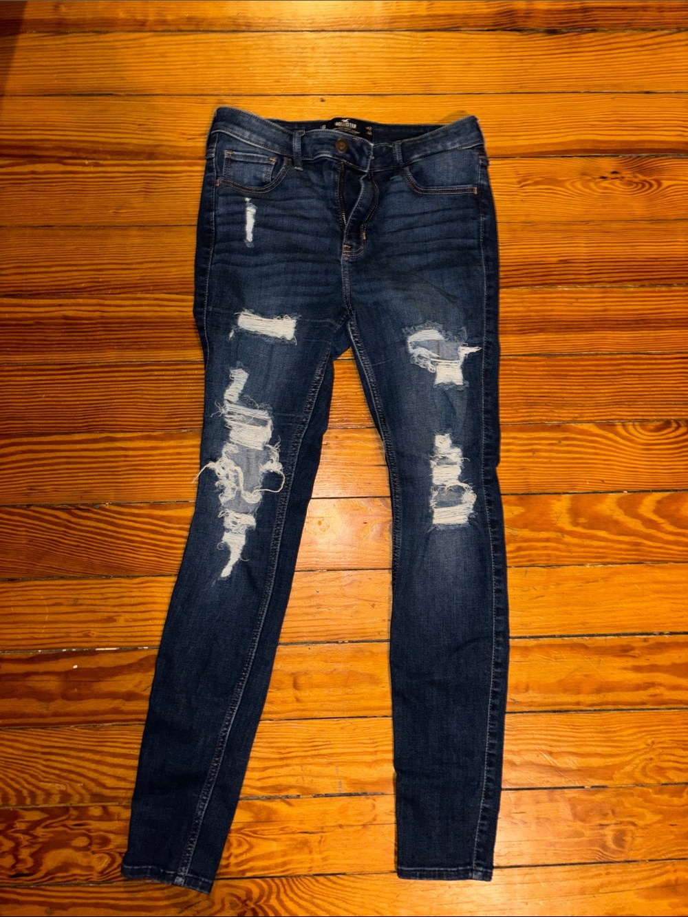 Hollister Dark Blue Distressed Skinny Jeans